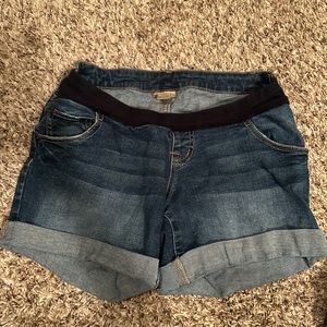 Indigo blue maternity shorts